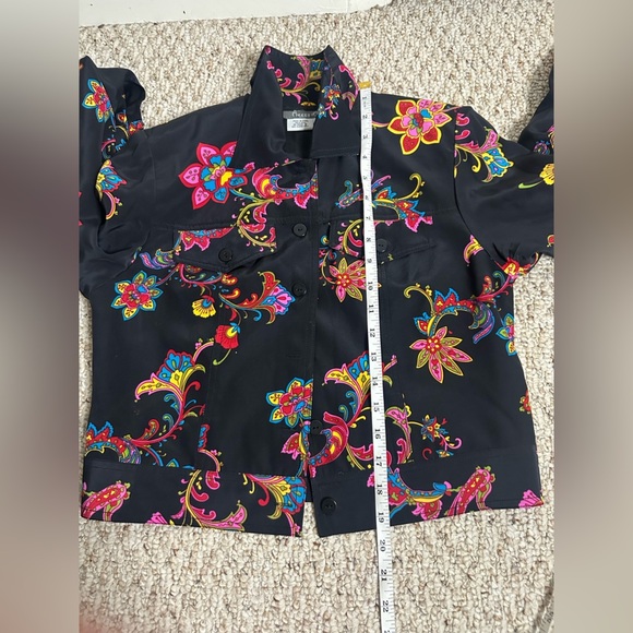 Maggy L Colorful Floral Women's Blazer silk size 4P - Picture 8 of 8